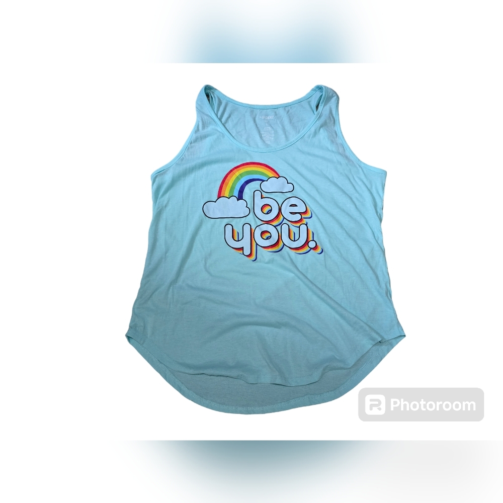 NEW Indent Swing Tank Top Size Large Light Blue Be You Racer Back Adorable Nice